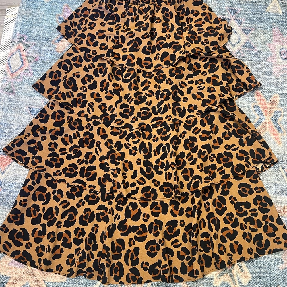 Show Me Your MuMu- Leopard Print Tiered Midi Skirt